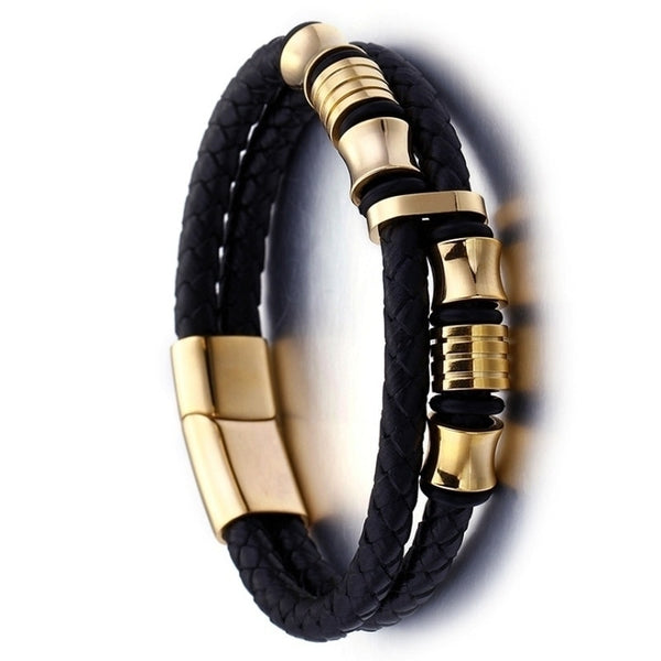 Classic multi-layered leather bracelet