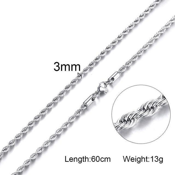 Stainless Steel Rope Chain Necklace - Jenicy