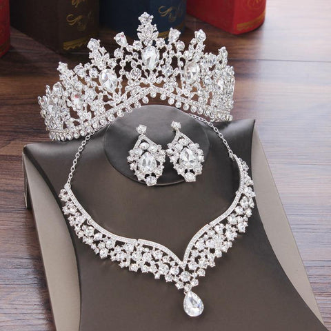 Rhinestone Crown Jewelry Set - Jenicy