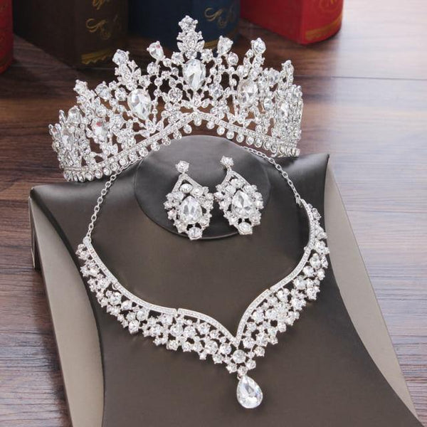 Rhinestone Crown Jewelry Set - Jenicy