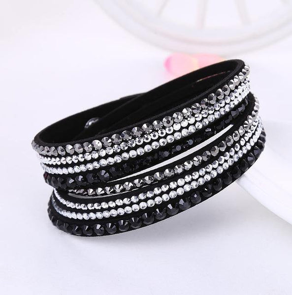 Crystal Leather Bangle Bracelet - Jenicy