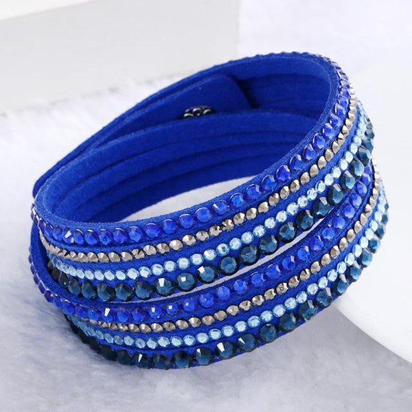 Crystal Leather Bangle Bracelet - Jenicy